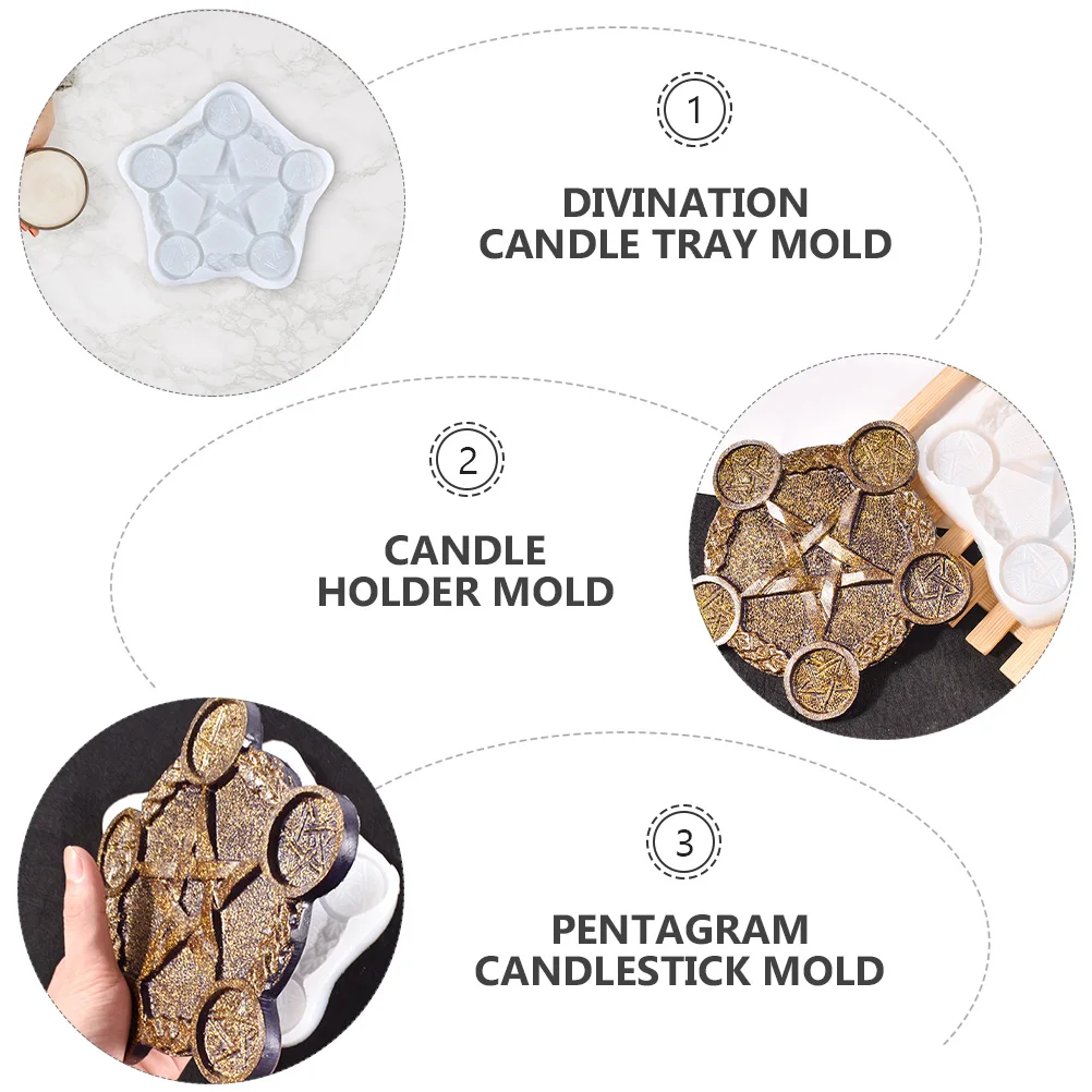 

1pc Pentagram Holder Mold Star Shaped Diy Silicone Mould Divination Candlestick Casting Tool High Quality Resin Mold