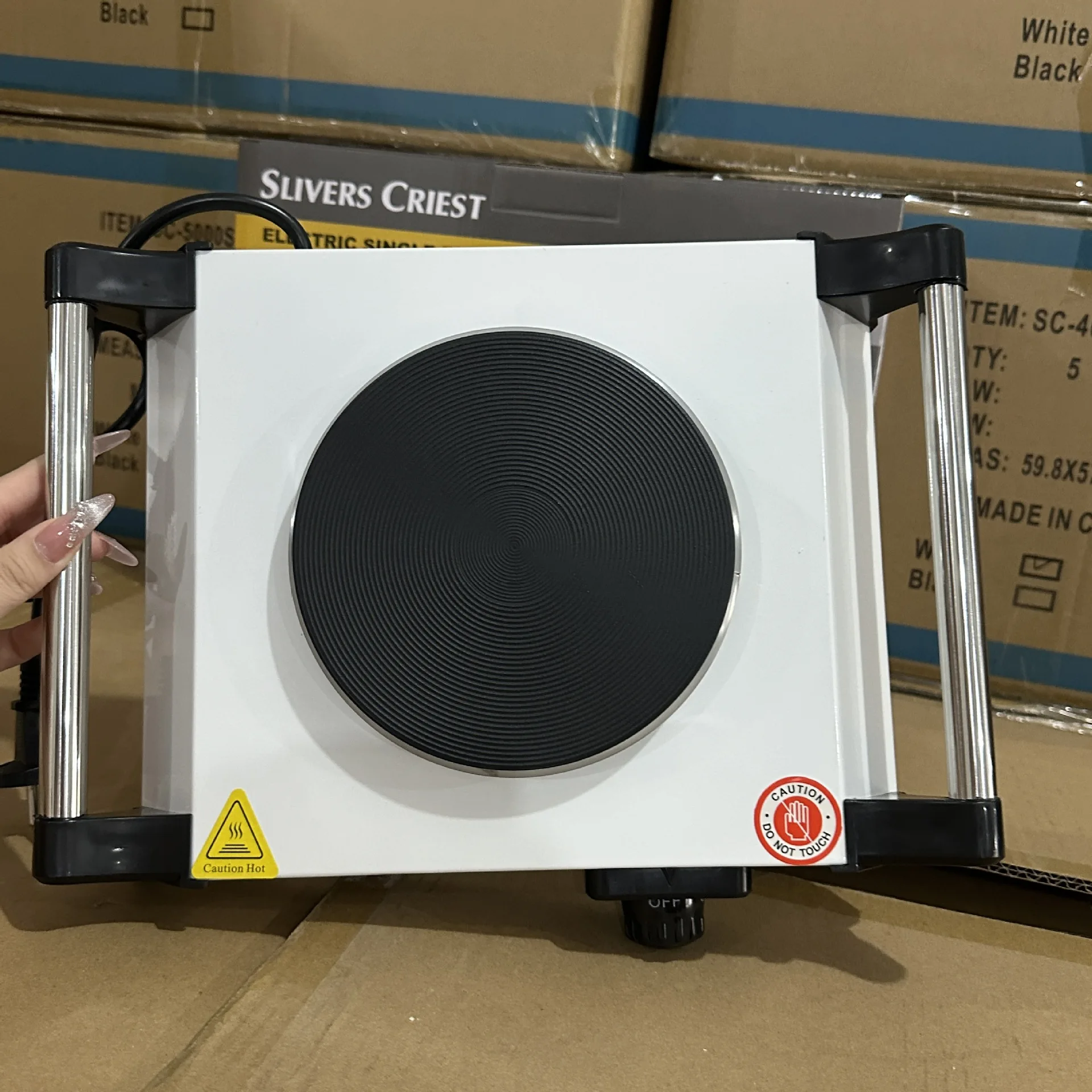 캠핑용 전기 밥솥, 1500W 1 핸들, 휴대용 버너 요리 효율 온도 조절 가능, 5 단 폐쇄