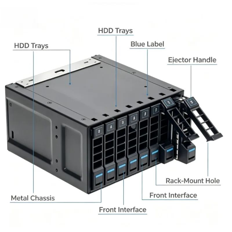 8 Bay 2.5 Inch U.2 NVMe SSD Hot Swap Hard Drive Cage Module 5.25 Optical Drive Bay Server Storage Expansion Backplane Enclosure