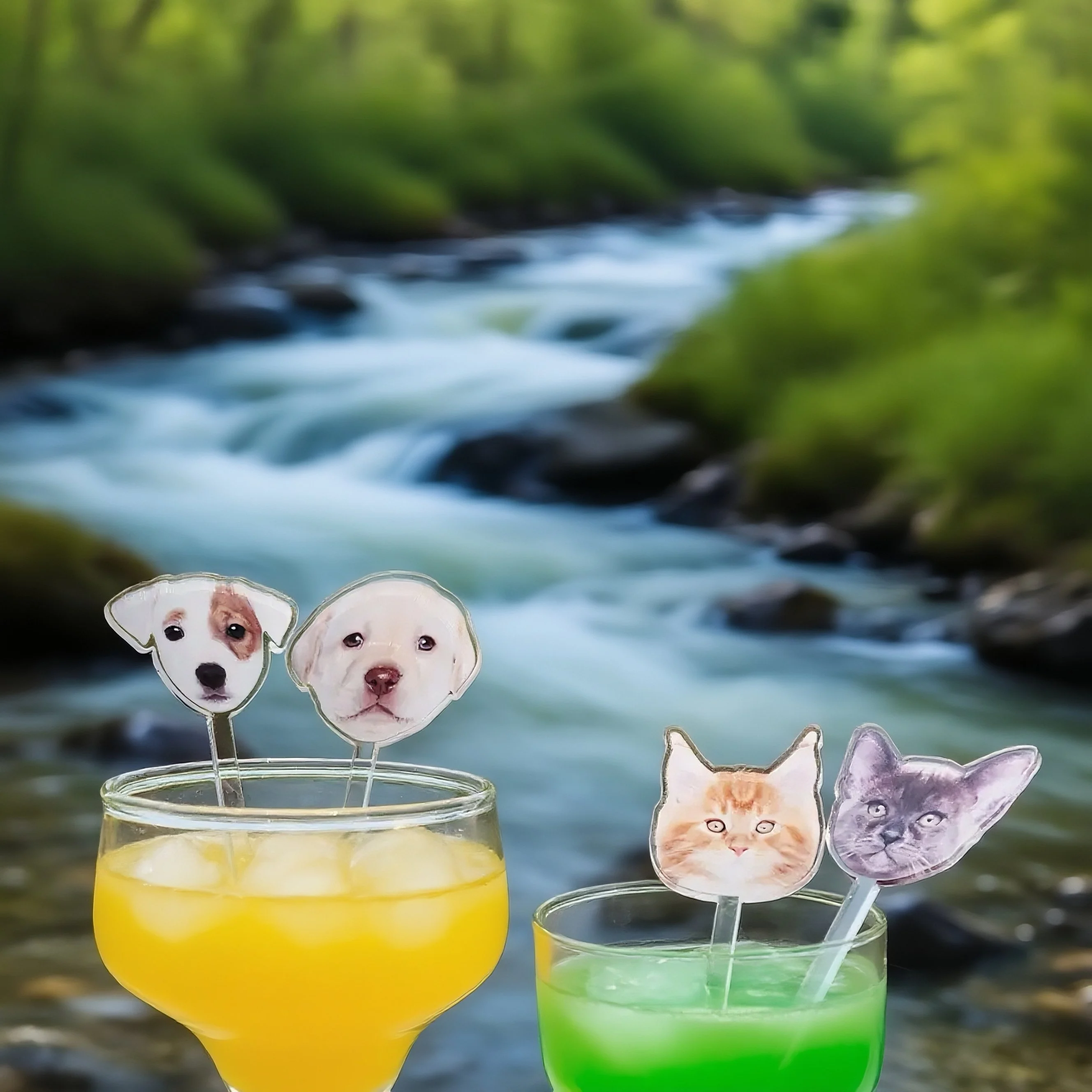 الزفاف كوكتيل النمام مخصص الحيوانات الأليفة شرب تحريك المعمودية تذكارية الاكريليك حفلة شرب تحريك شخصية كوكتيل الحيوانات الأليفة النمامون