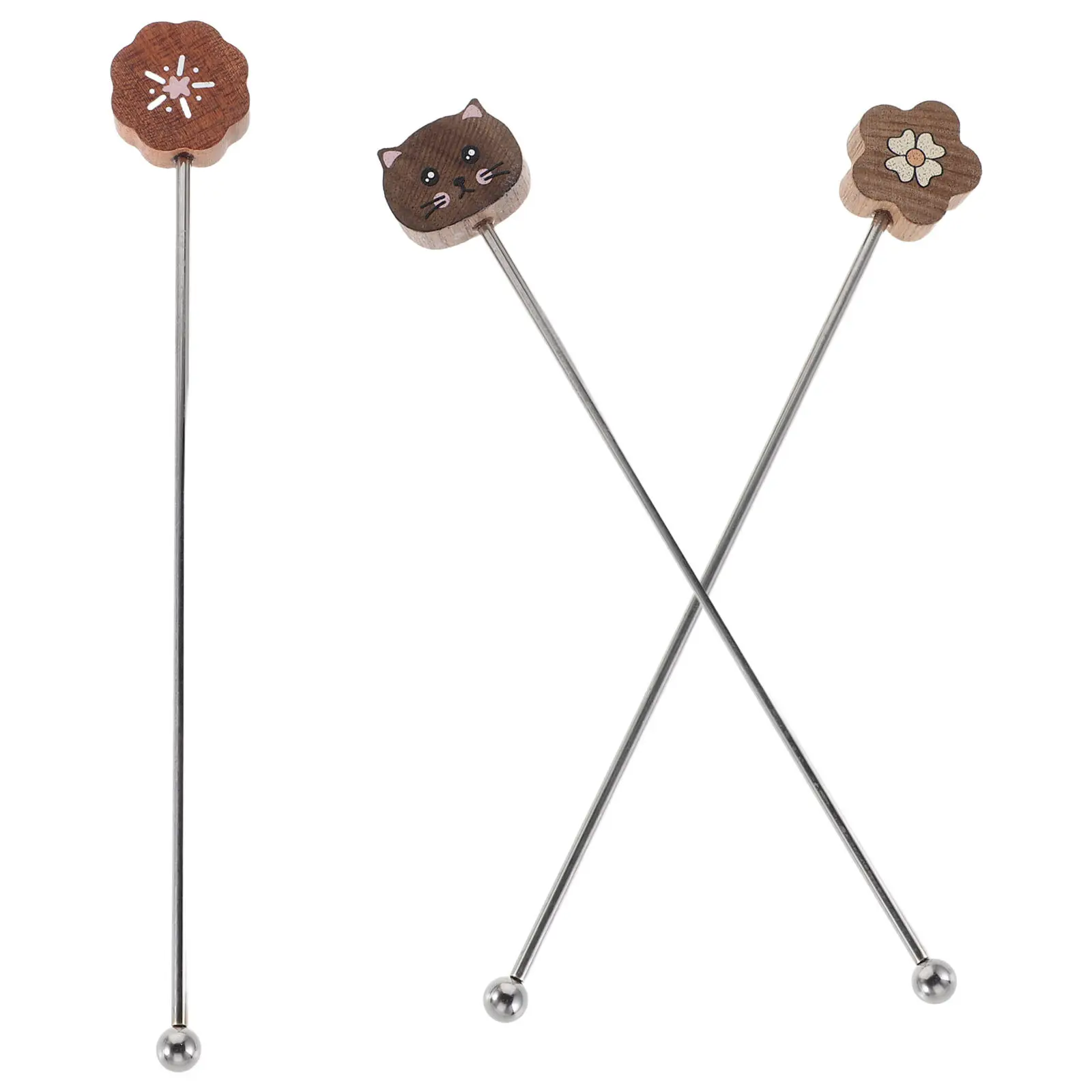 3Pcs Stainless Steel Vintage Coffee Stirrer Metal Swizzle Sticks Reusable for Cocktails Travel Portable Resuable Swizzle Sticks