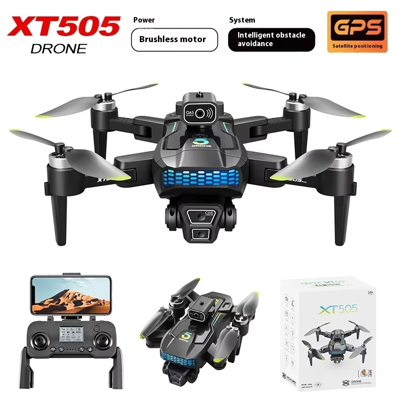 

XT505 GPS Drone with 4K Dual Camera Brushless Motor Obstacle Avoidance Foldable RC Aircraft 5G Wifi FPV Quadcopter Kids Toy Gift