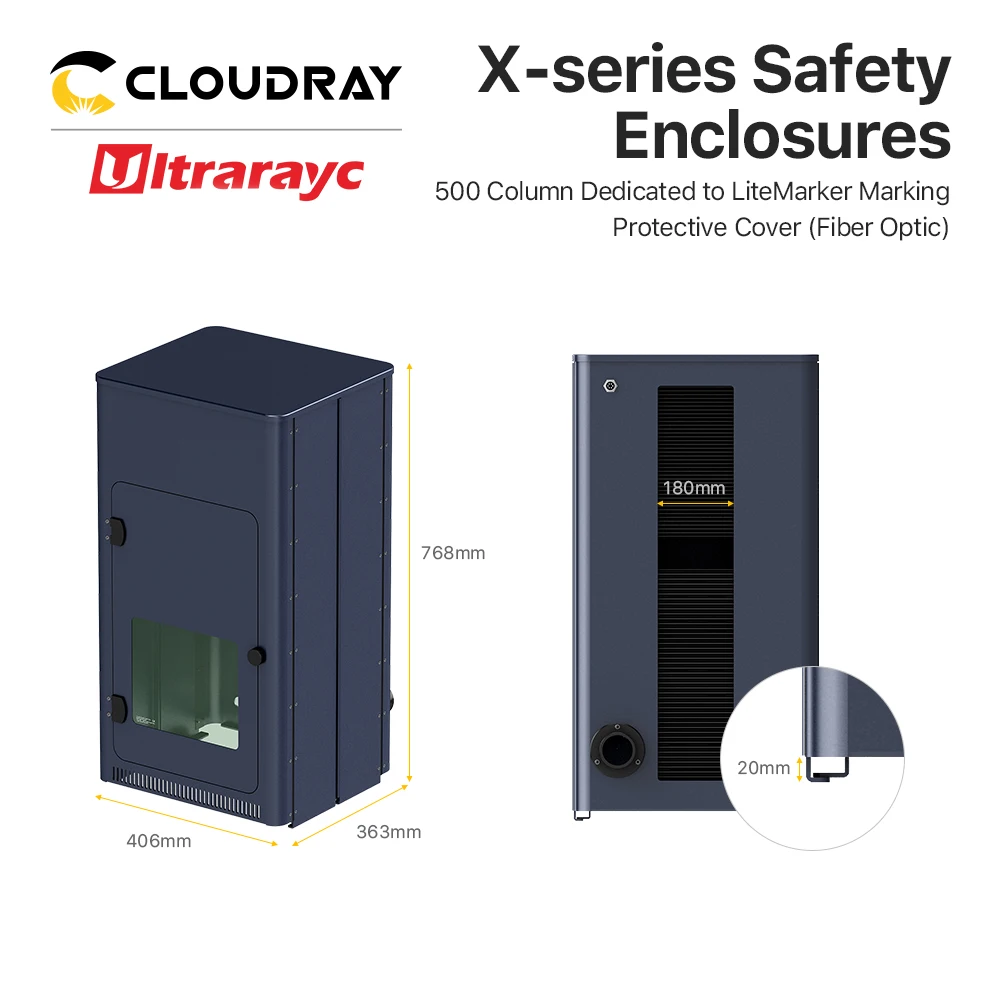 Imagem -04 - Ultrarayc Capa Protetora para Fibra Co2 uv Máquina de Marcação a Laser Gabinete Segurança 500 mm Coluna Elevador Litemarker Proteger Capa