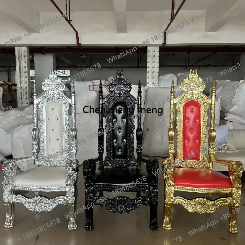 YY 2pcs King Throne Chair High Back Royal Luxury Chair For Groom And Bride High Grade Hotel Furniture Throne Chair