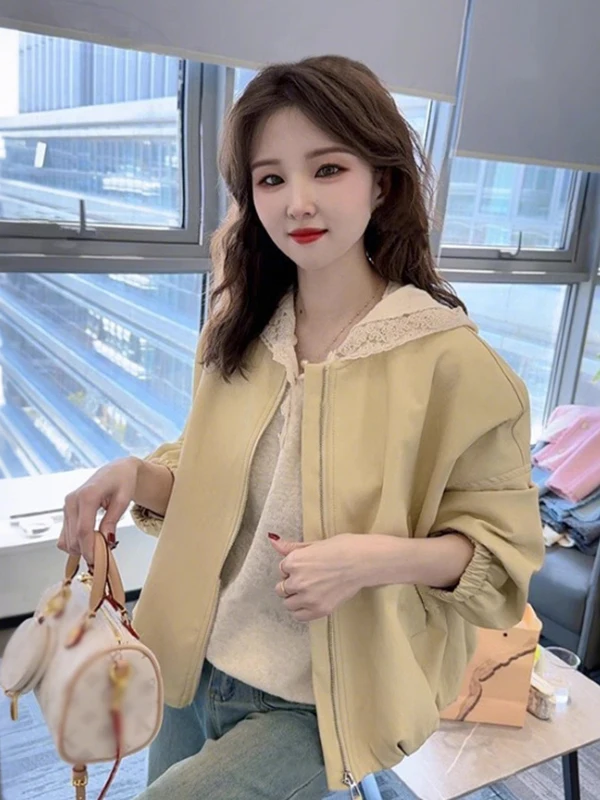 

Корейская повседневная кожаная куртка-бомбер свободного кроя для женщин, весенняя новинка, модная верхняя одежда с защитой от старения