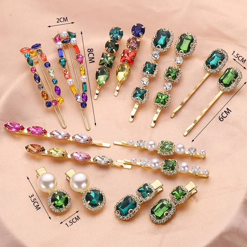 Colorful Headwear Barrettes Rhinestone Hair Pins Fashion Jewelry Hairstyle Women Girls Hair Clips Crystal