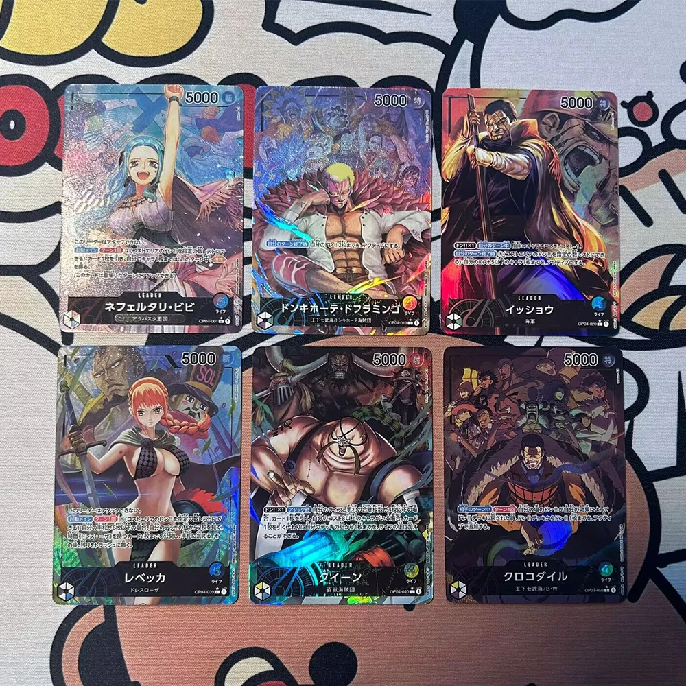 6 Buah/Set Kartu Koleksi Anime OPCG Monkey D Luffy Nami Shanks Yamato Roronoa Zoro OP04 OP08 Hadiah Kartu Flash Warna Refraksi
