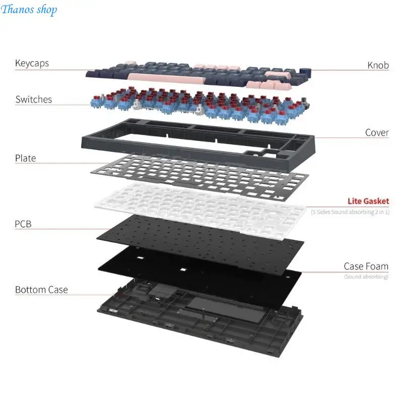 GK75 Lite Mechanical Keyboard Gasket-like Mount Hot Swappable Programmable X37A