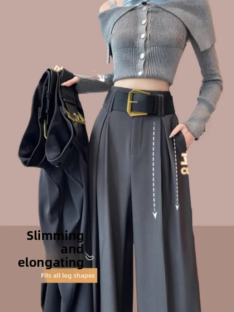 Bla Simple High Waist Wide Leg Pants Women's Suit Casual Drapey Loose Fitting Trousers Korean Sle Commute Wind