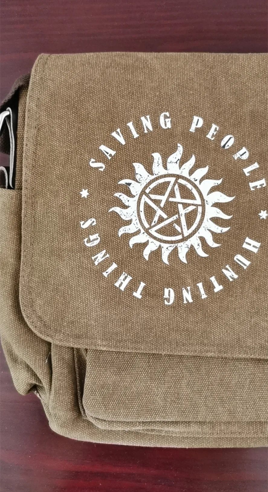 Supernatural SPN Canvas Crossbody Messenger Student School Shoulder Black Bags Teenager Casual Travel Outdoor Gift