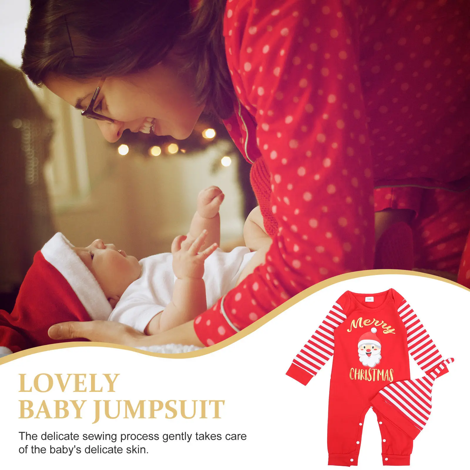 

1 шт. Рождественский комбинезон Санты для малышей, с длинными рукавами, с милым рисунком Санта-Клауса, мягкий, удобный, из натурального хлопка