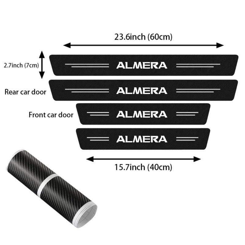 5Pcs Car Door Threshold Sill Scuff Plate Rear Trunk Bumper Sticker for Nissan Almera Logo N15 N16 N18 2019 2020 2015 Accessories