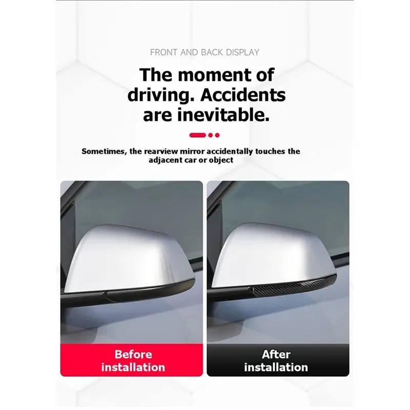 Rearview Mirror Anti-Collision Strip Trim For Tesla Model Y/LY 2019-2026 Bumper Protector