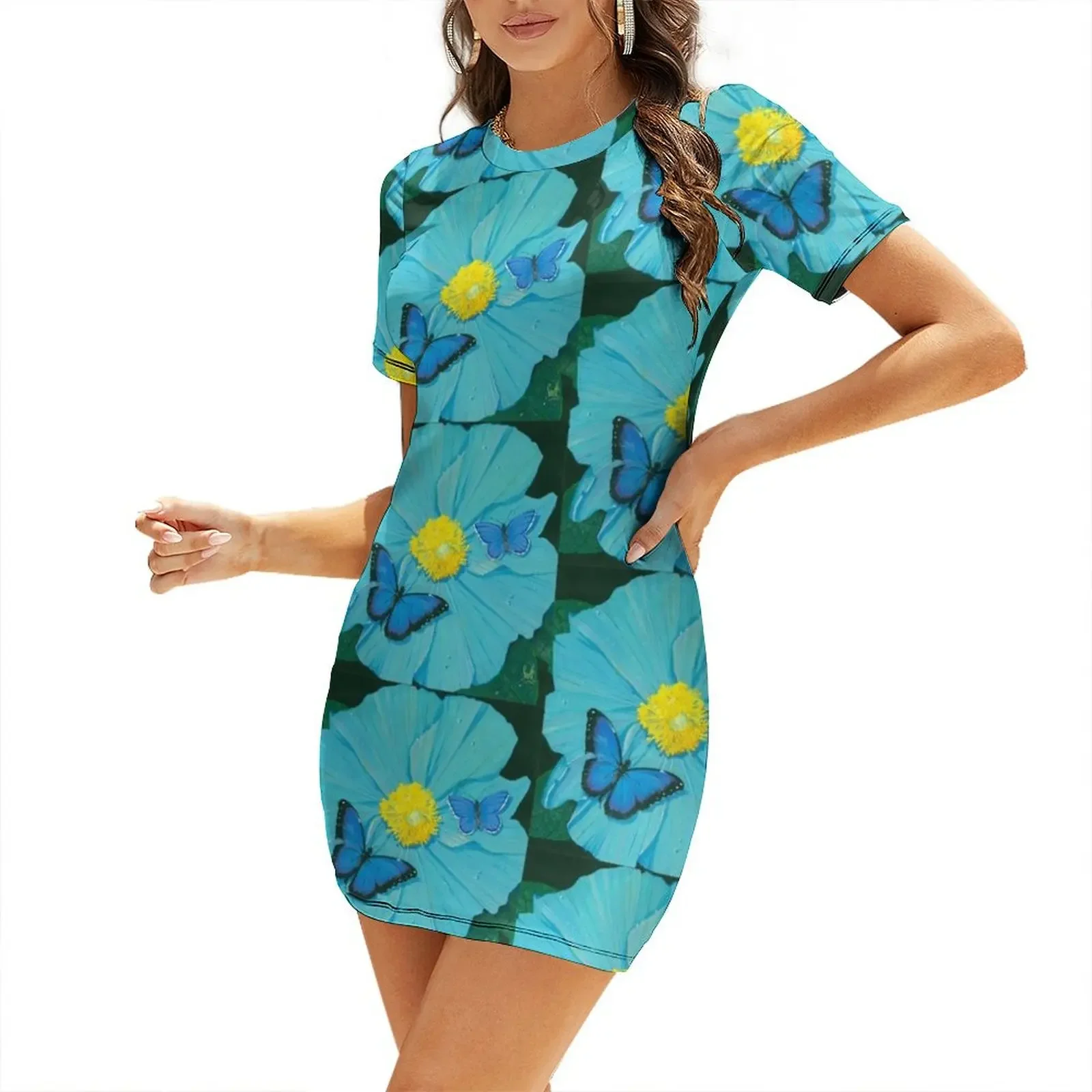 

Blue Love Bugs Short-Sleeved Dress dresses for women 2026 women's summer clothing 2026