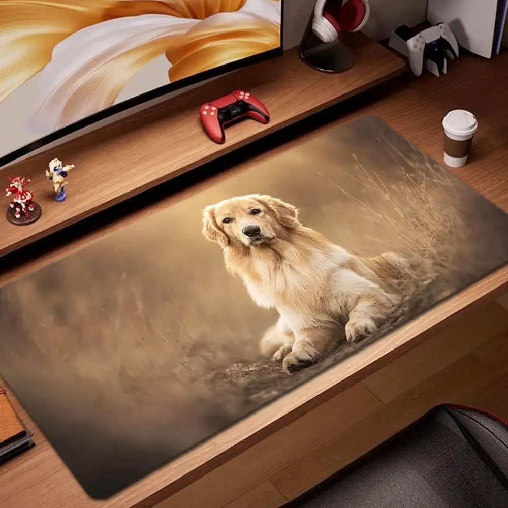 

Golden Retriever Mouse Pad Game Accessories keyboard pad XXL large locking edge 900X400 mm table mat Gaming mousepad