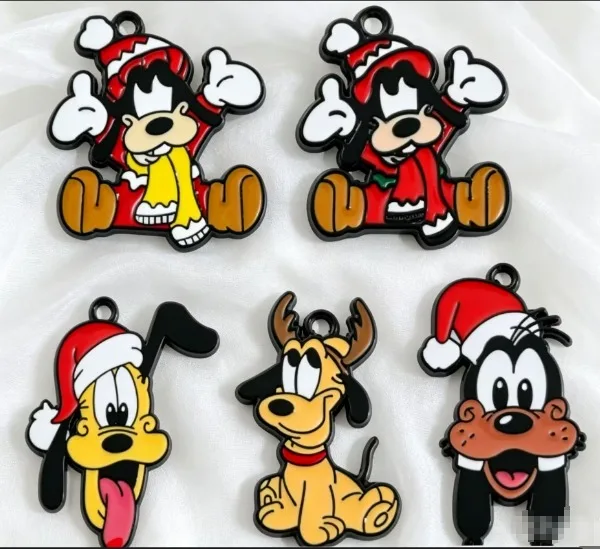 10 pcs Mixed Christmas Dog Charms Enamel Charms Pendants for Jewelry Making Necklaces Earrings Braceltes DIY Crafts Gifts
