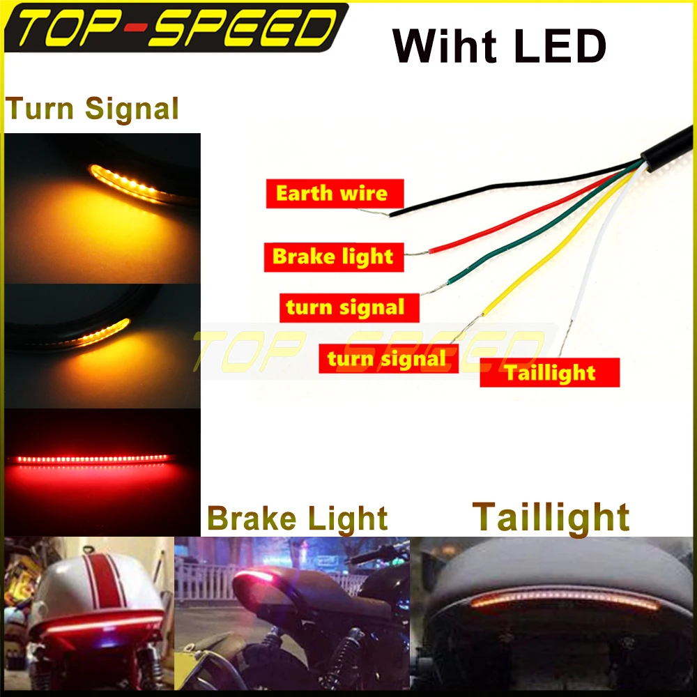 Flat Motorbike Rear Seat frame Tube Hoop Replacement LED Taillight Amber Turn Signal Red Brake Light For BMW R90 R80 R100 Honda