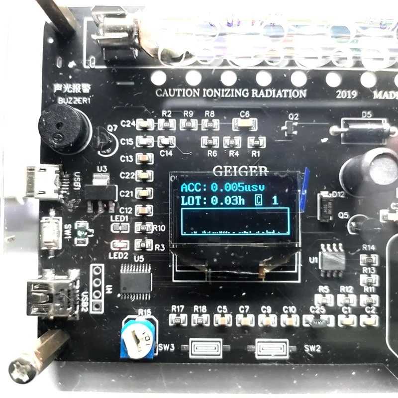 DIY Geiger Counter Kit Assembled Module Nuclear Radiation Detector X Γ Β Rays Detecting OLED Display Radiation Tester Durable