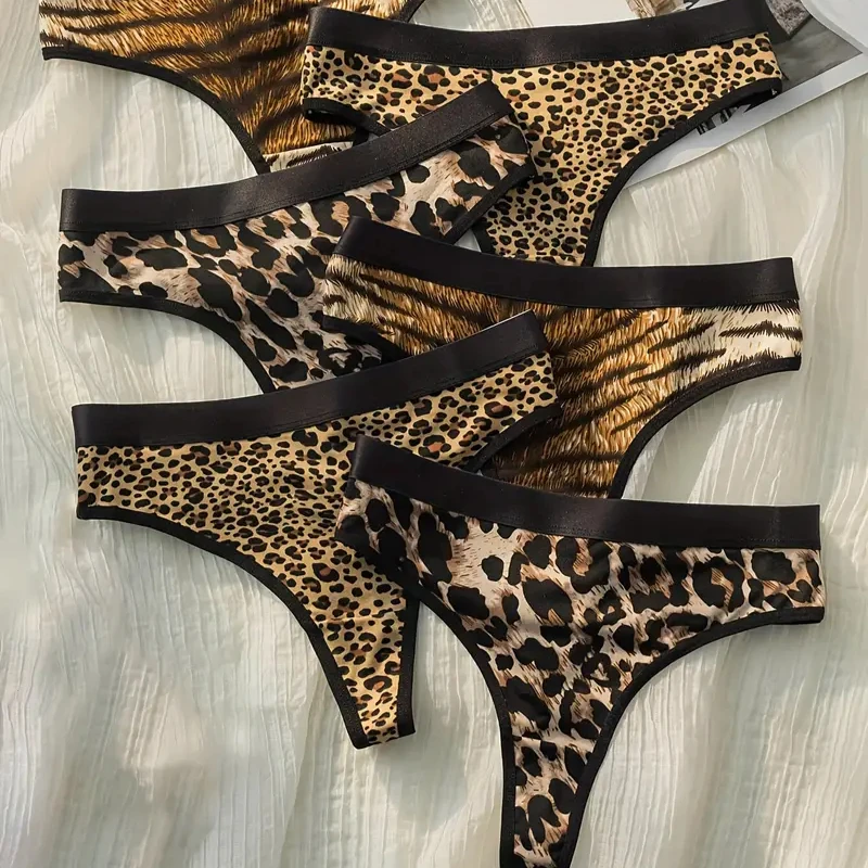 1/3PCS/Set Sexy Women\'s Panties Fashion Leopard Thongs Woman Seamless Underwear Lingerie Breathable Cozy G-Strings Hot T-Back