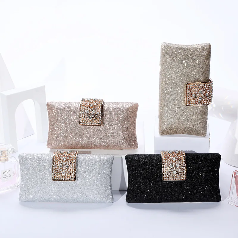 Luxury Women Evening Bags Rhinestones Flower Small Day Clutch Party Diamonds Lady Dress Shoulder Chain Handbags for Purse