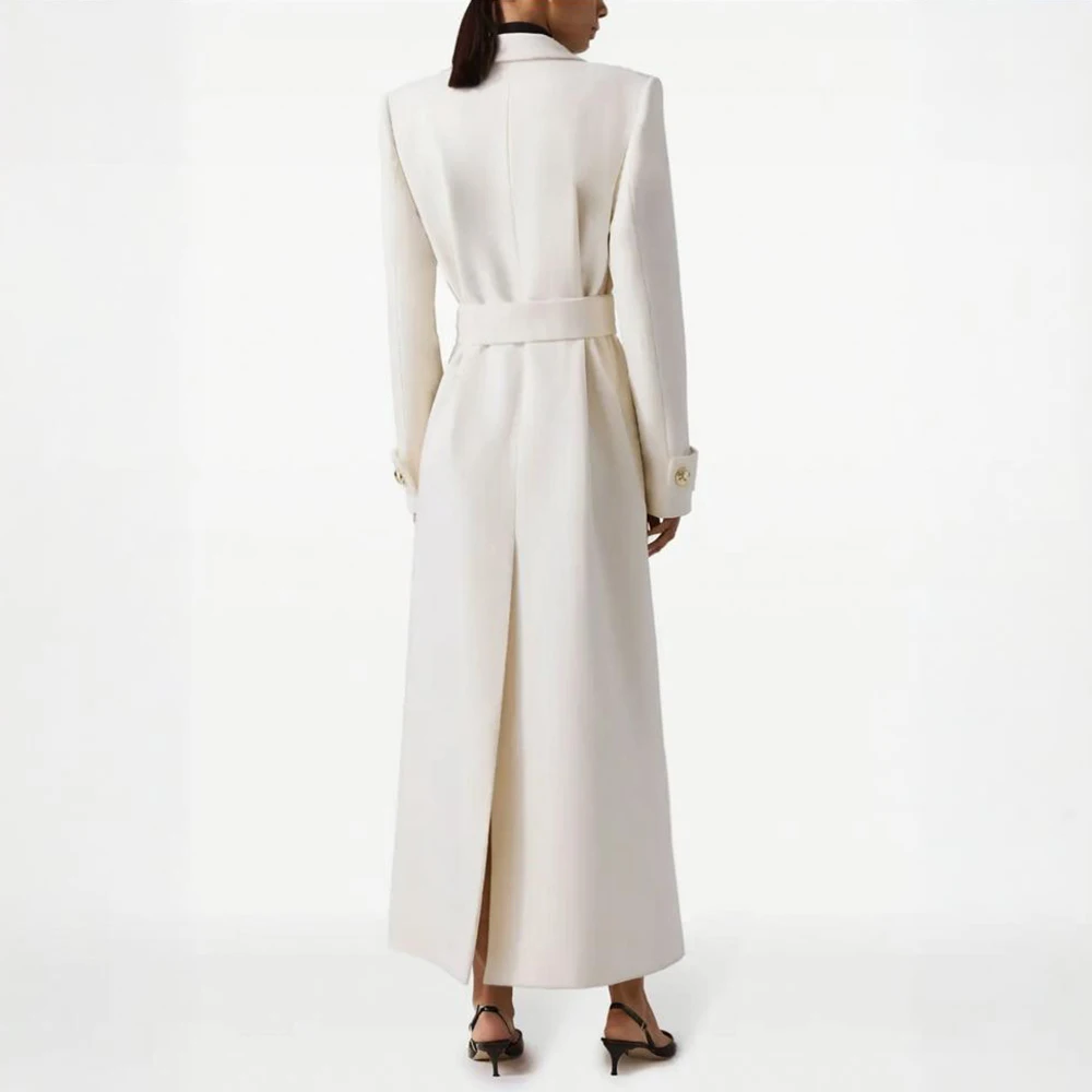 Woolen Overcoat for Women Double Breasted Long Jacket White Women's Suit Blazer for Wedding Cocktail Party Outfits Customize