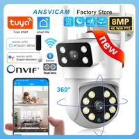 Tuya cámara IP de seguridad inalámbrica para exteriores 4K 8MP HD lente Dual externa Wifi cámara PTZ seguimiento automático cámara de vigilancia de calle
