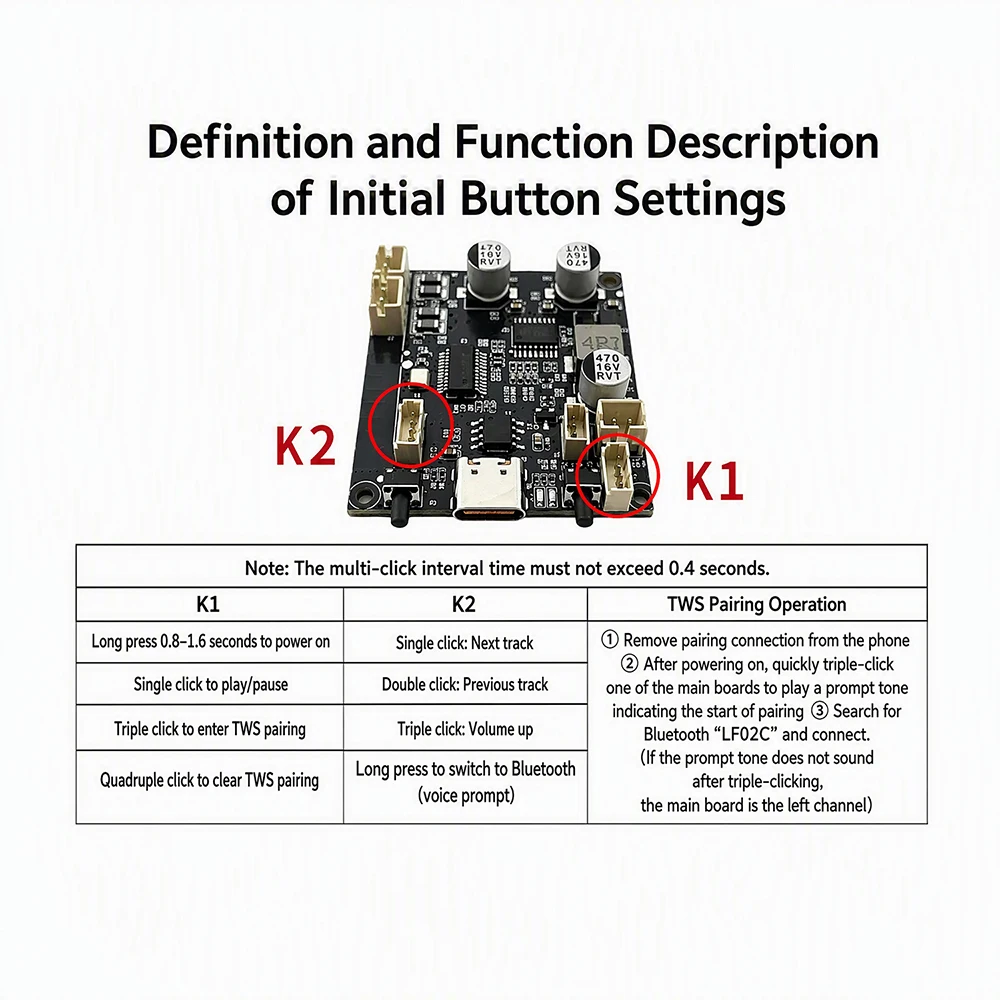 DC5V/3.7V TWS Verst￤rkerboard Dual Channel Hi-Fi Audio Power Amplifier Wireless Stereo Electronic Kit – Detail 6