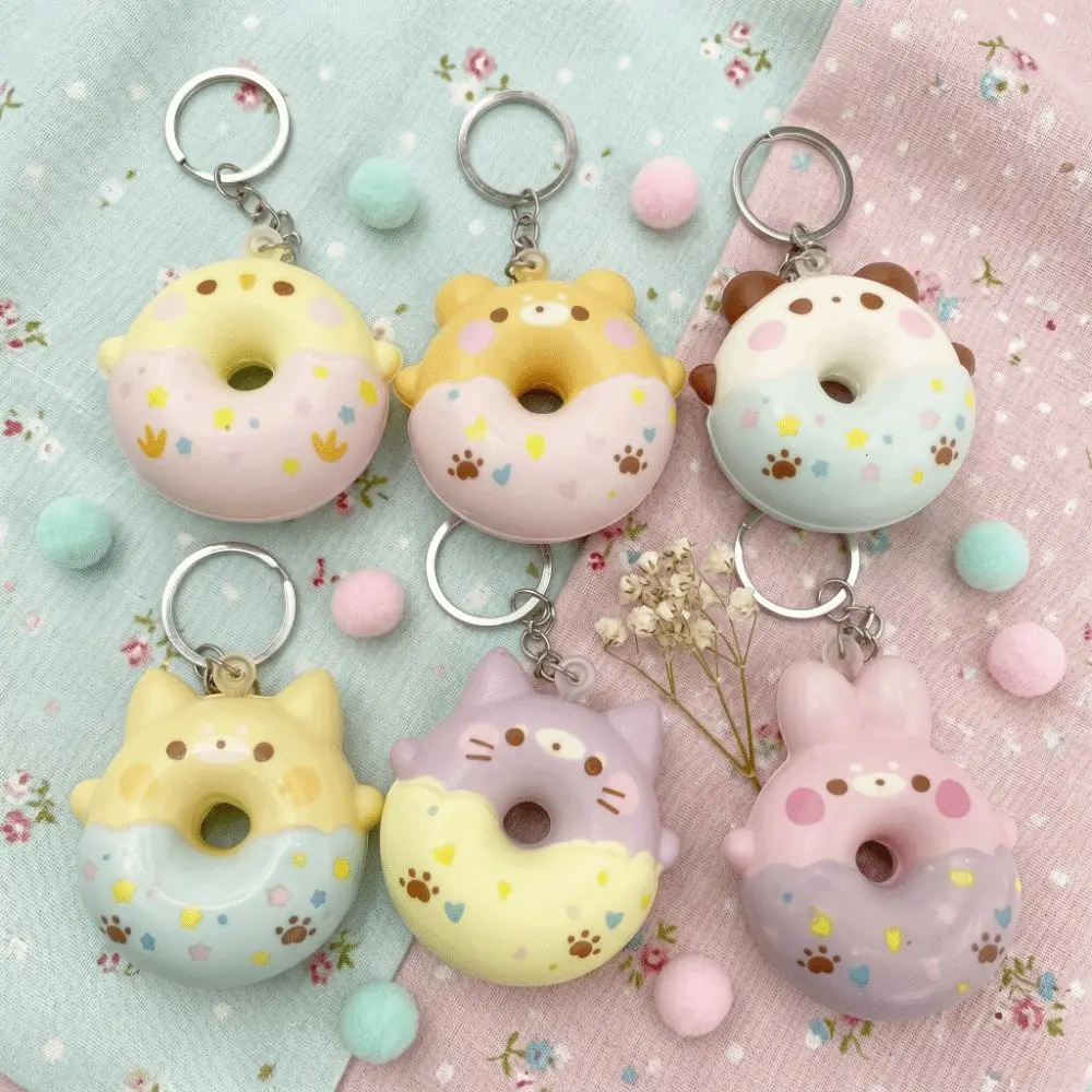 Slow Rebound Donut Slow Rebound Keyring Soft Material Cute Animal Design Donut Pendant Keychain PU Material Cartoon