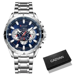 CADVAN Mens Watches Top Brand Luxury Chronograph Quartz Men Watch Waterproof Sport Wrist Watch Men Stainless Steel Male Clock