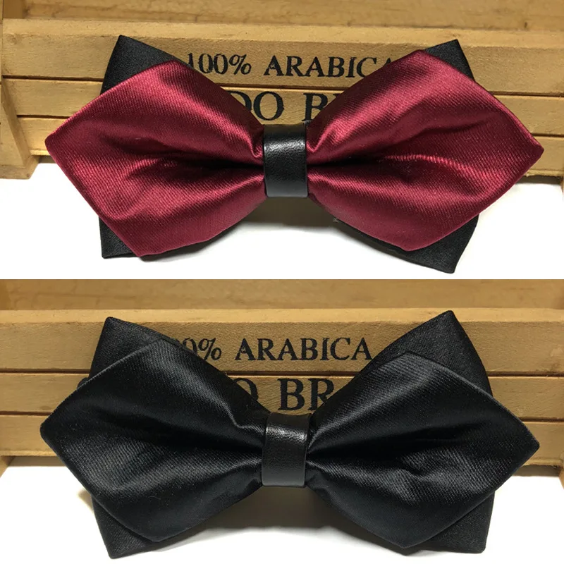 

Sharp Cornered Bow Tie Double Layered Checkered Fine Grain French Business Retro Men's Wedding Meeting Banquet Dress Accessories
