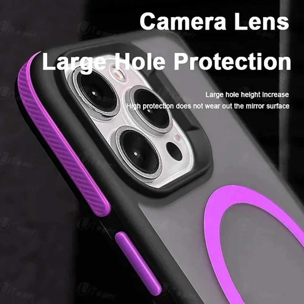 

Fashion Magnetic Shockproof Armor Phone Cases For iPhone 17 16 15 Pro Max 17Pro Translucent Cover For iPhone 14 13 Pro Max Case