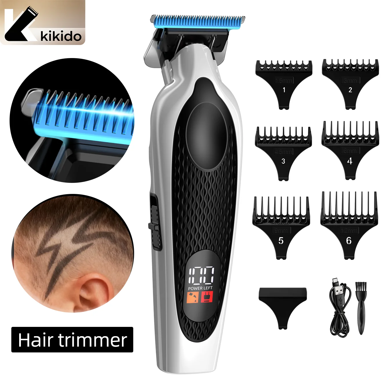 KIKIDO كليبرز قادين الشعر المهنية 7000 دورة في الدقيقة مشابك شعر فرشاة الكربون موتور قادين قابلة للشحن مشابك شعر الرجال