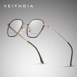 VEITHDIA Glasses Optical Titanium+TR90 Frame Customizable prescription lenses Eyeglasses Men Women Myopia Computer Eyewear V5037