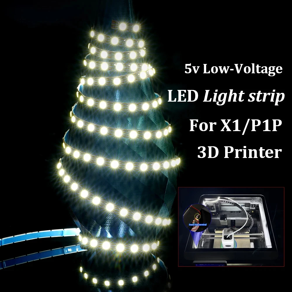 

LED Light Kit For Bambu Lab P1P P1S X1 X1C LED Lights Strip 5V 150cm IP44 Lighting Lamp Super Bright For Bamboo
