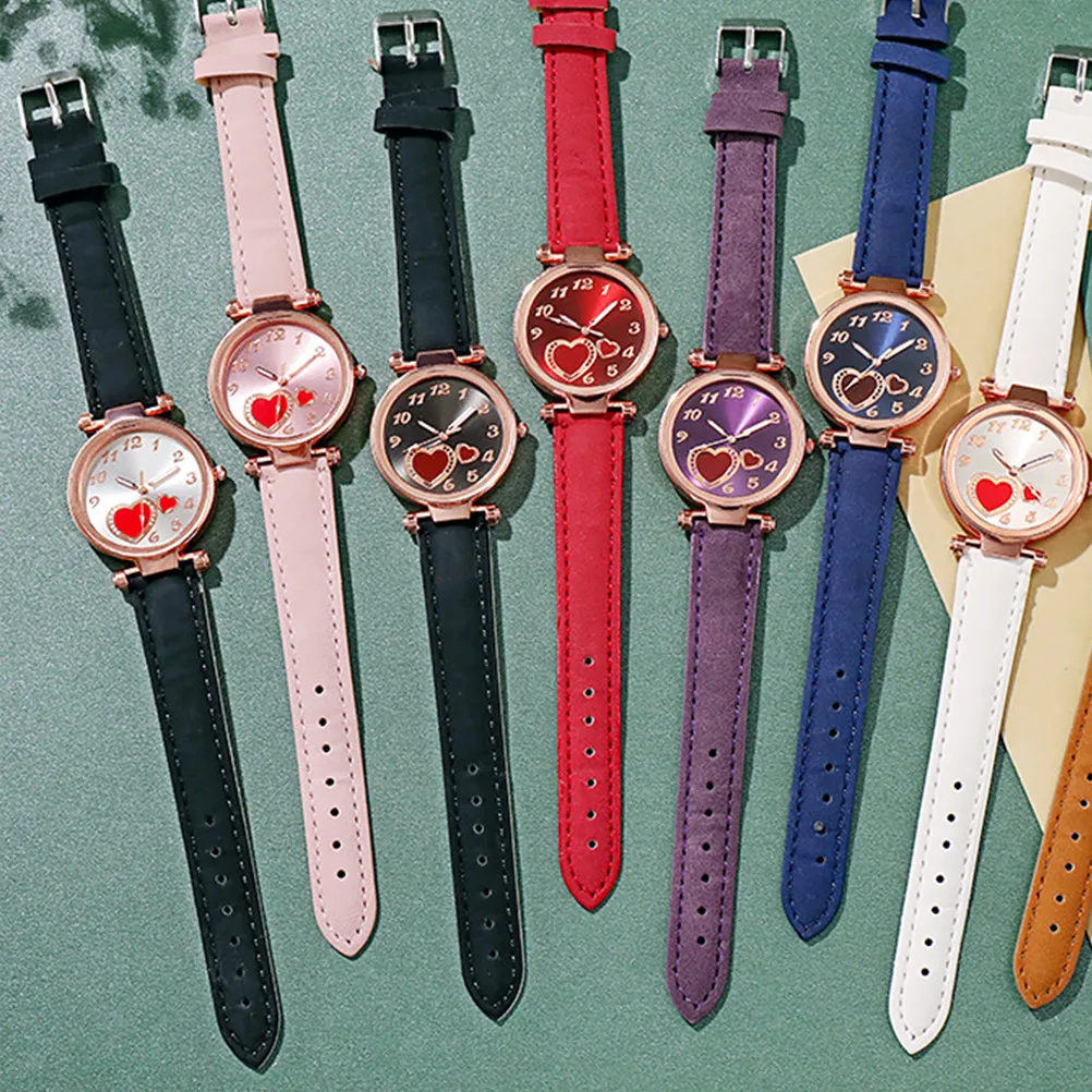 1Pcs Comfortable Versatile Heart Theme Women Fashion Watch Simple Elegant Quartz Movement Clear Time Display Casual Lady Wrist