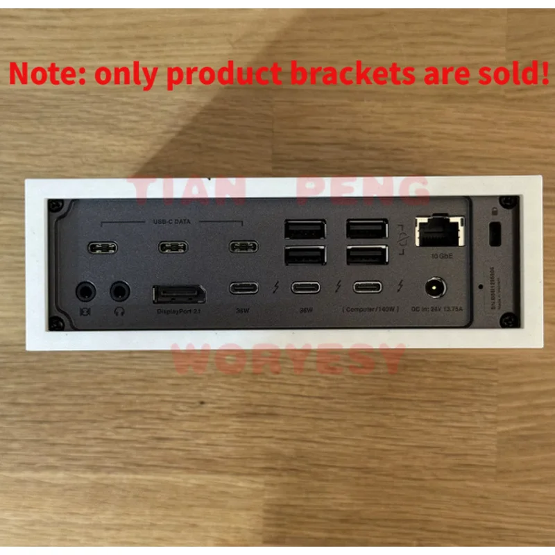 Support ergonomique pr�cis WYORESY pour CalDigit TS5 Plus, s'adaptant parfaitement � la forme du dock, permettant un rangement discret et ordonn� sous le bureau.