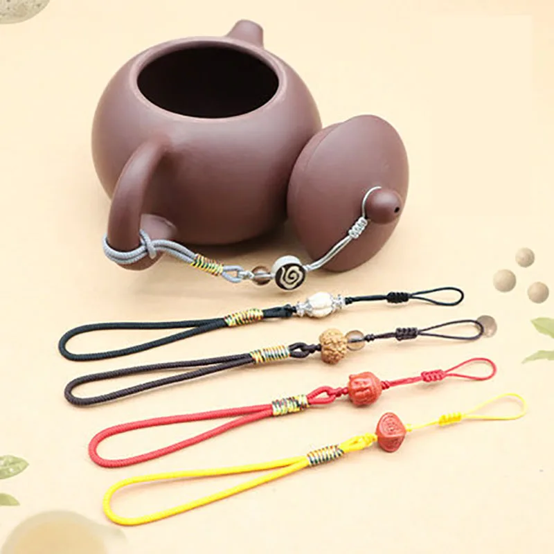 Handmade Hand-woven Teapot Lid Rope Kung Fu Tea Ceremony Ceramic Teapot Cover Rope with beads Ceramic Cup Rope