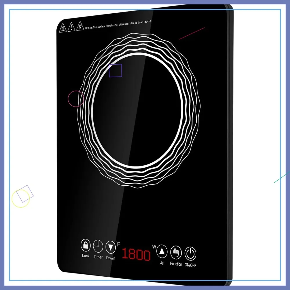 

Портативная индукционная плита, электрическая варочная панель 1500 Вт с сенсорной панелью управления, регулировкой мощности и температуры, 3-часовым таймером