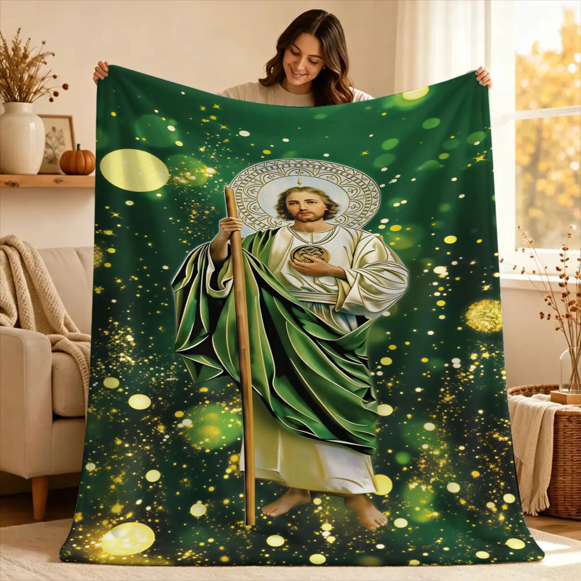 San Judas Tadeo Blanket  Warm Fluffy Plush Bedding Throws For Outdoor Travel Office Flannel Bedspread Bed Cover