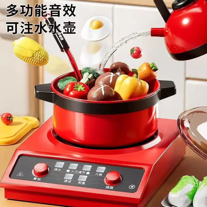 Children's June 1 Gifts Play House Toys Baby Girl Simulation Kitchen Cooking Set Fruit Chopping Music 3-6 Years Old