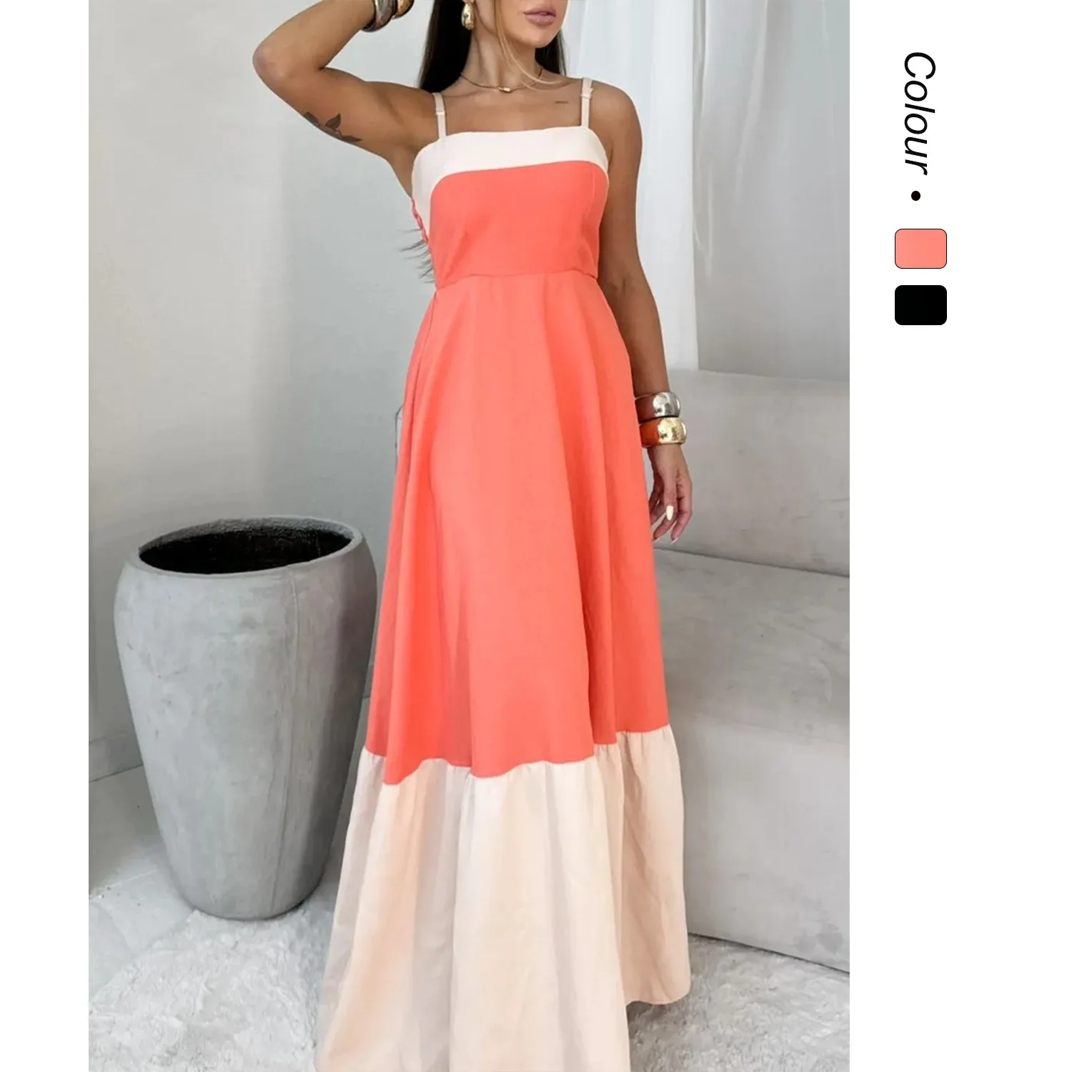 

European And American New Long Fashion Suspender Dress