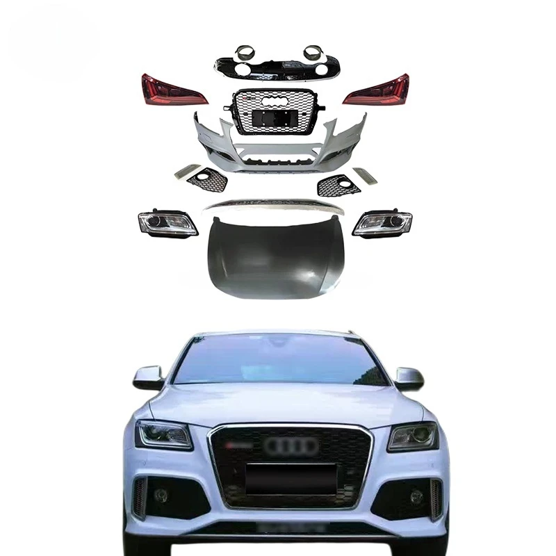 

Old to new bodykit For 2009+ Audi Q5 upgrade to 2017 RSQ5 front car bumpers diffuser headlights taillights RSQ5 engine hood