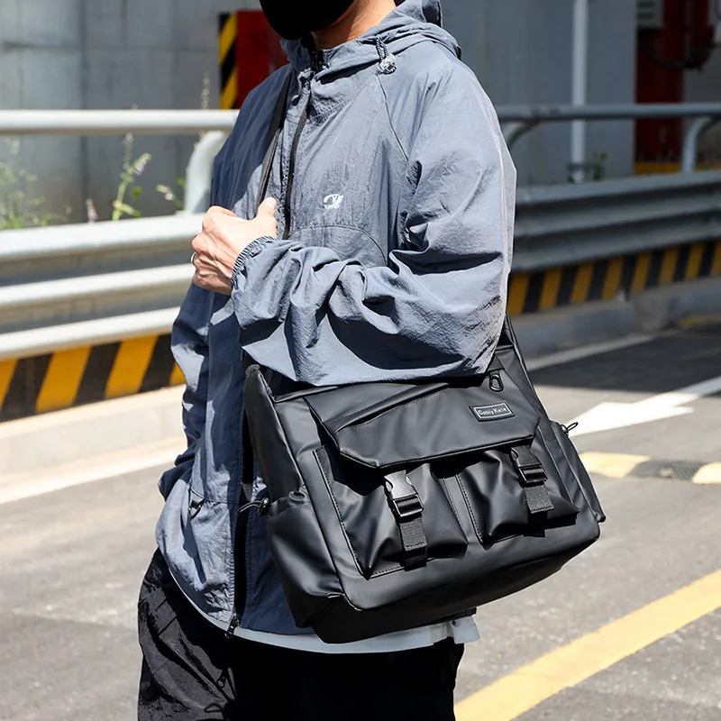 

Men's Crossbody Bag with Nylon Fabric Large Capacity Shoulder Bag Simple and Casual Document Mailman Bag