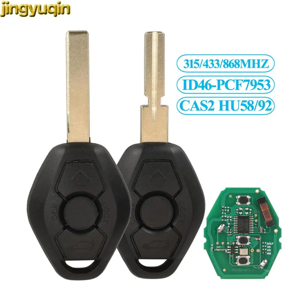 

Jingyuqin Car Key Alarm Remote Fob 315/433/868MHZ No Chip For BMW 3 5 7 E38 E39 E46 CAS2 HU58 HU92 Blade