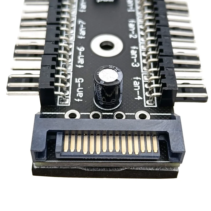 Z 4pin PC Fan Splitter Hub 10 Way Adapter Board PWM Cable 15pin SATA DC 12V Power