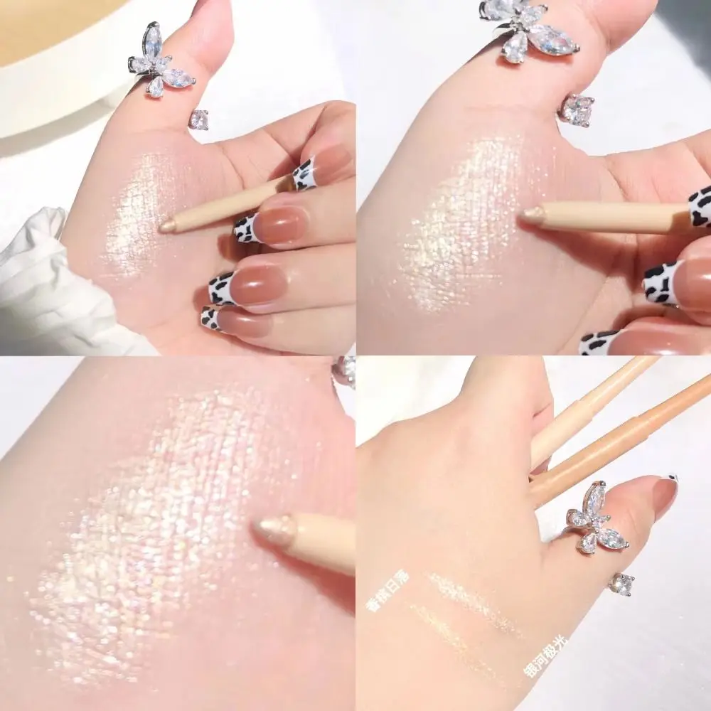 Pearlescent Glitter Eyeshadow Pen Waterproof Double Ended Eyeliner Pen Shiny Eyelids Brighten Eye Brightener Stick Eye Makeup