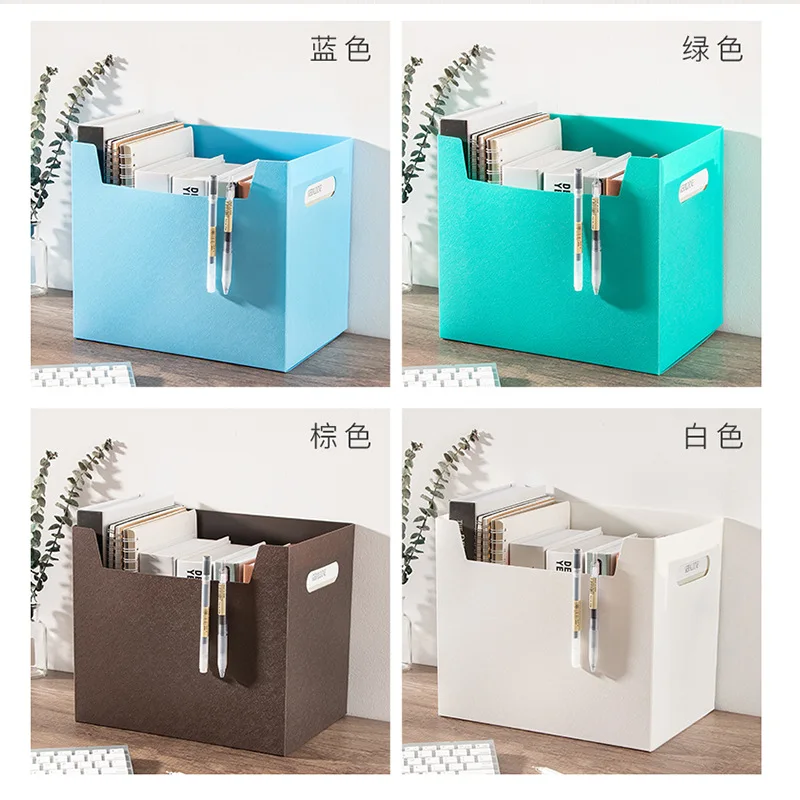 Office Document File Storage Box Plastic Folding Desktop Organizer Multi-functional Books Sundries Storage Rack Stationery