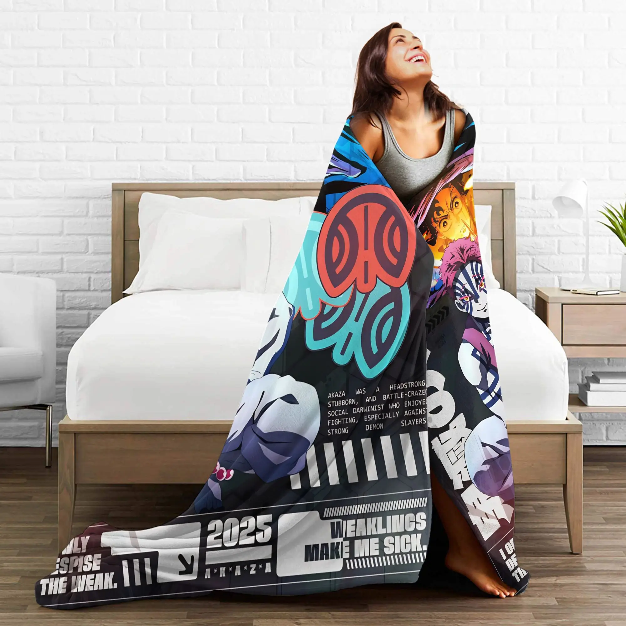 الرتبة العليا 3 Akaza الفانيلا بطانية شيطان القاتل لينة دائم رمي بطانية للسفر في الهواء الطلق طباعة المفرش أريكة غطاء سرير #4