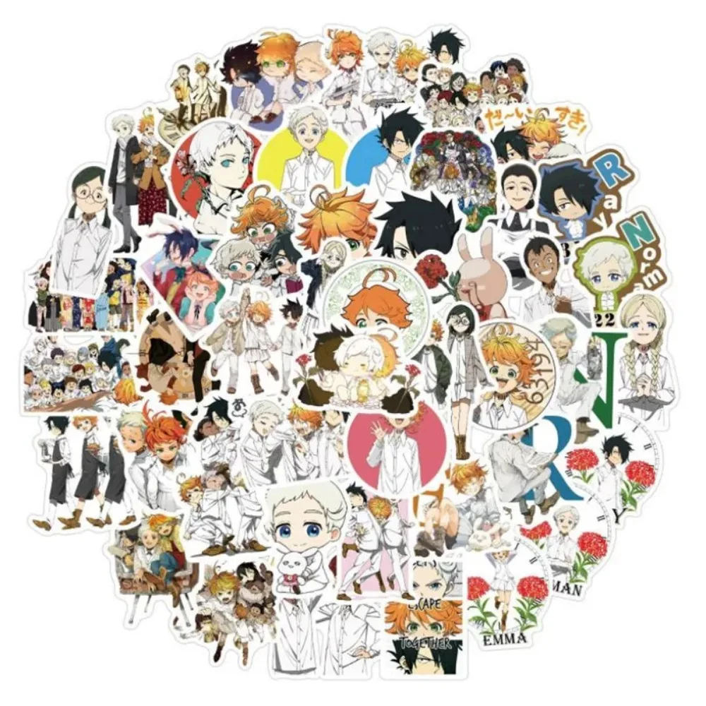 50PCS Japanese Anime Promised Neverland Cartoon Graffiti Personality Suitcase Skateboard Waterproof Sticker