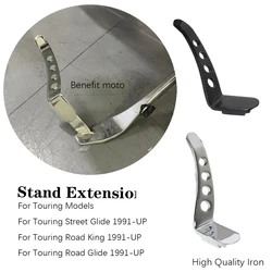 1991-2024 Black Motorcycle Foot Pedal Kickstand Chrome Stand Extension Kit For Harley CVO Touring Road King Electra Street Glide